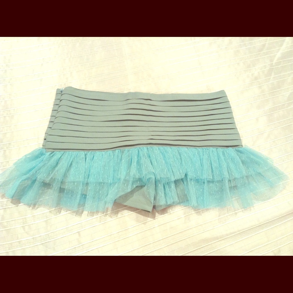 Blue Lace Tulle Booty Skort Shorts